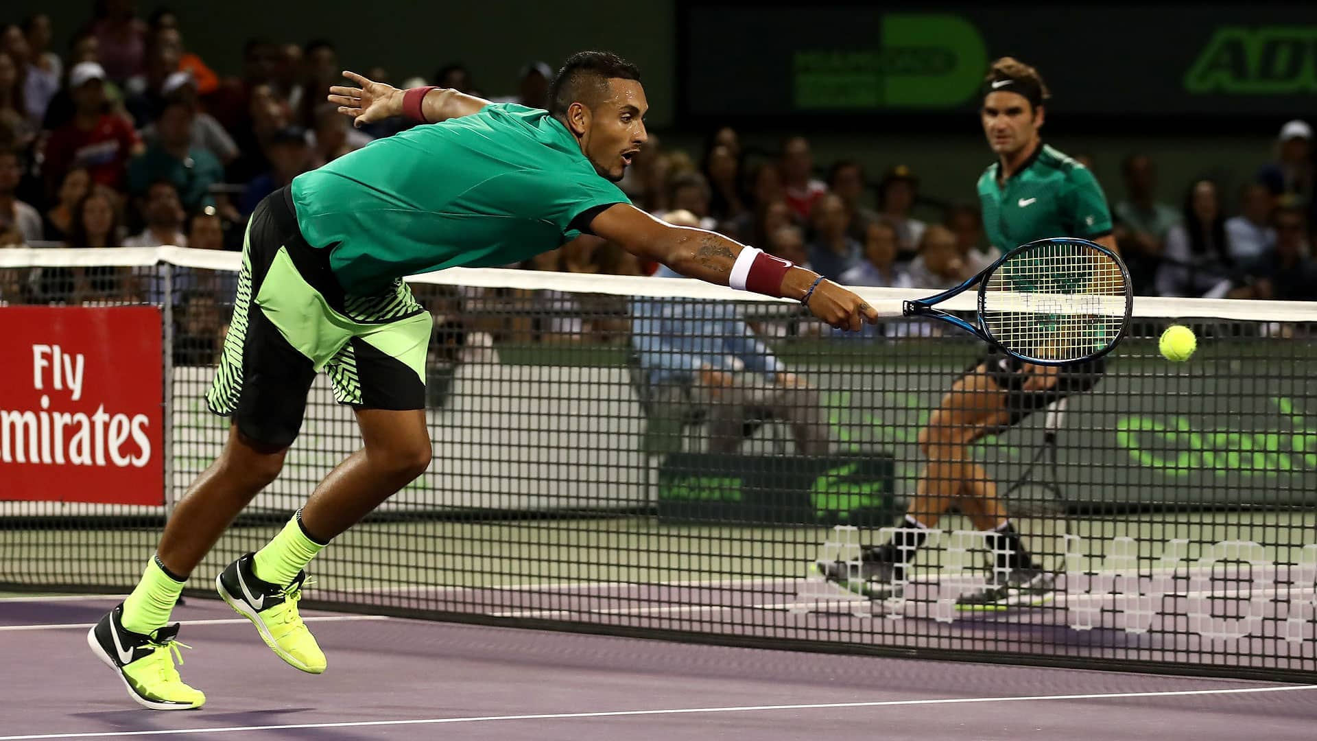 Roger Federer and Nick Kyrgios left it all on the court in their thrilling semi-final clash in Miami.