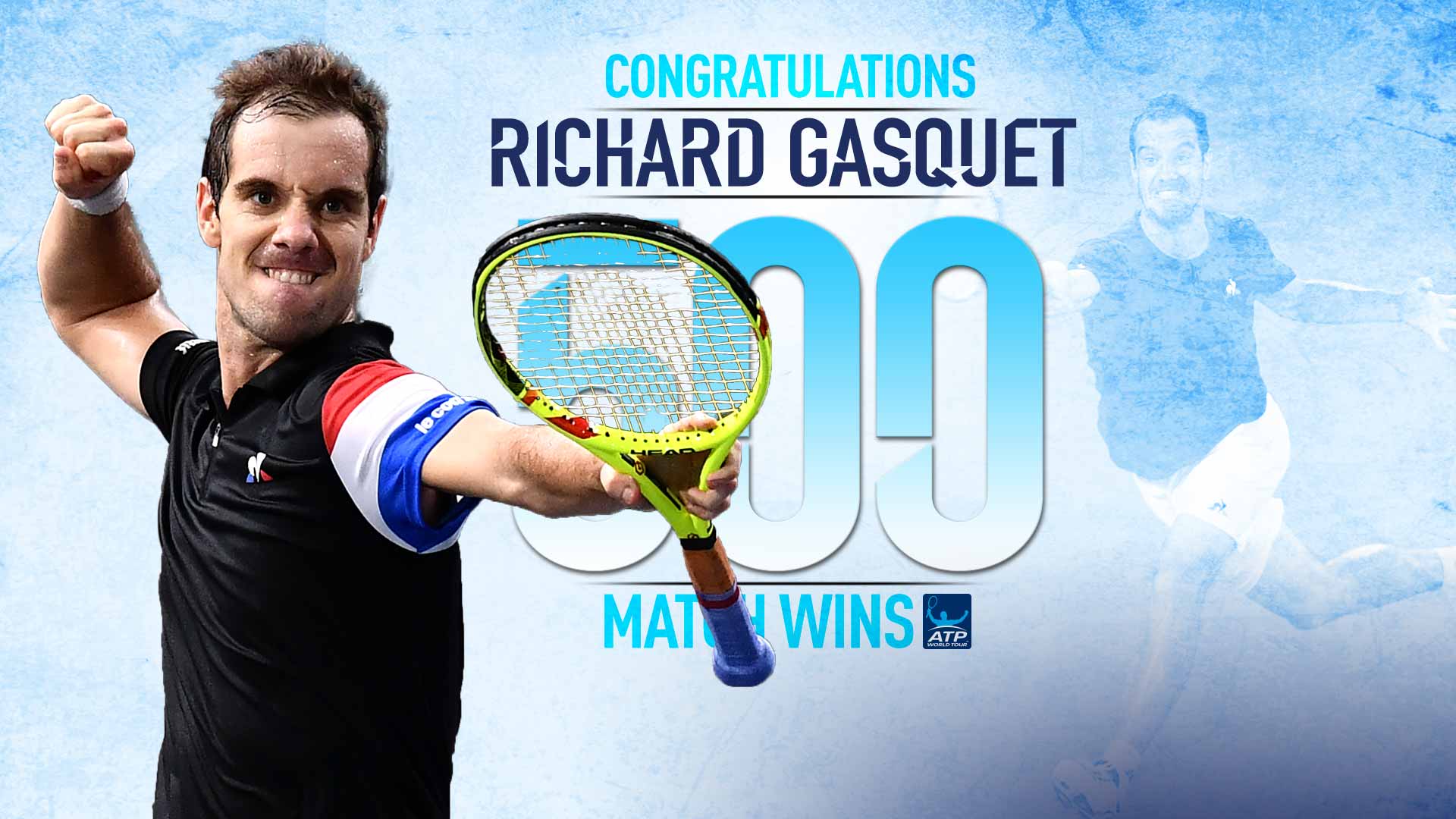 Richard Gasquet becomes the first Frenchman in the Open Era to win 500 matches.