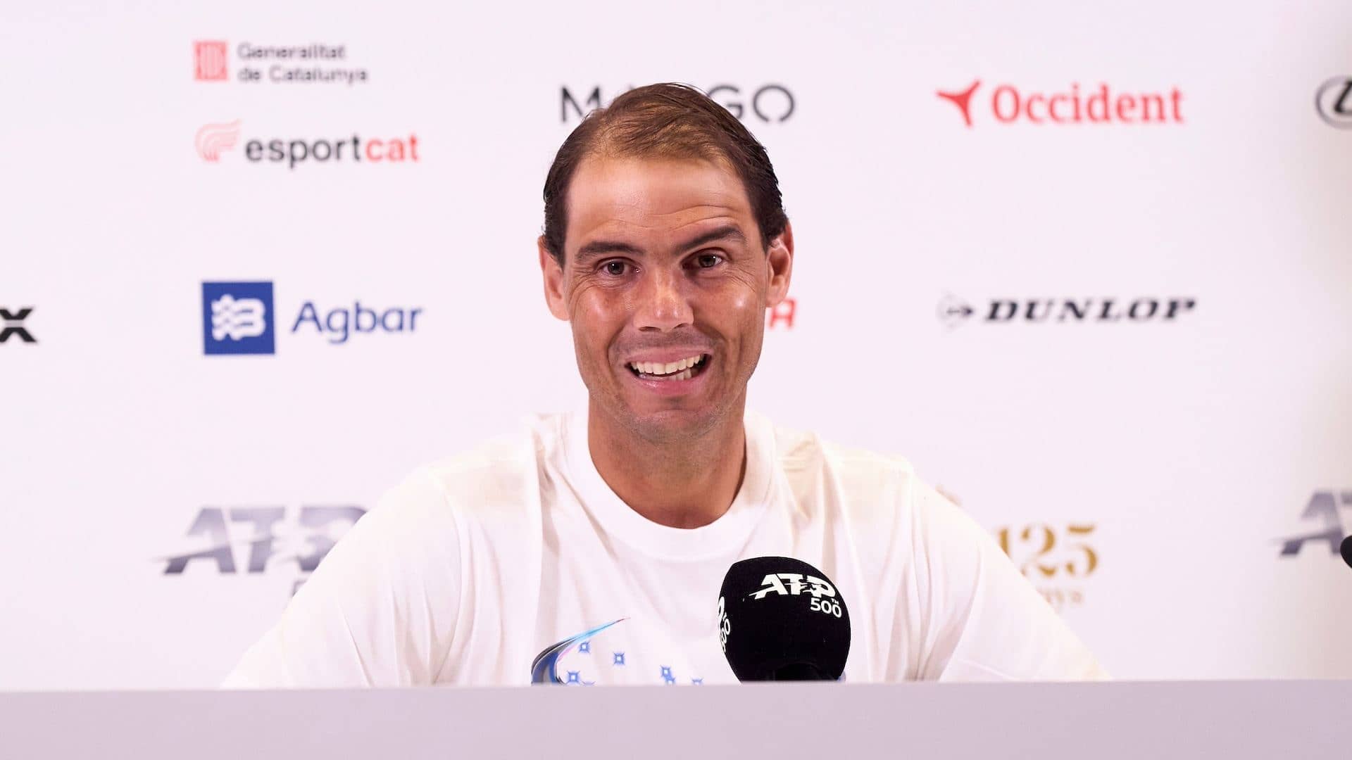 Rafael Nadal comparece en rueda de prensa antes de disputar el Barcelona Open Banc Sabadell 2024.